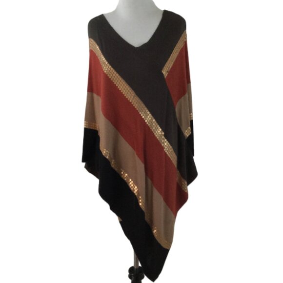 Ellen Tracy Sequin Colorblock Poncho s/p - Picture 11 of 11